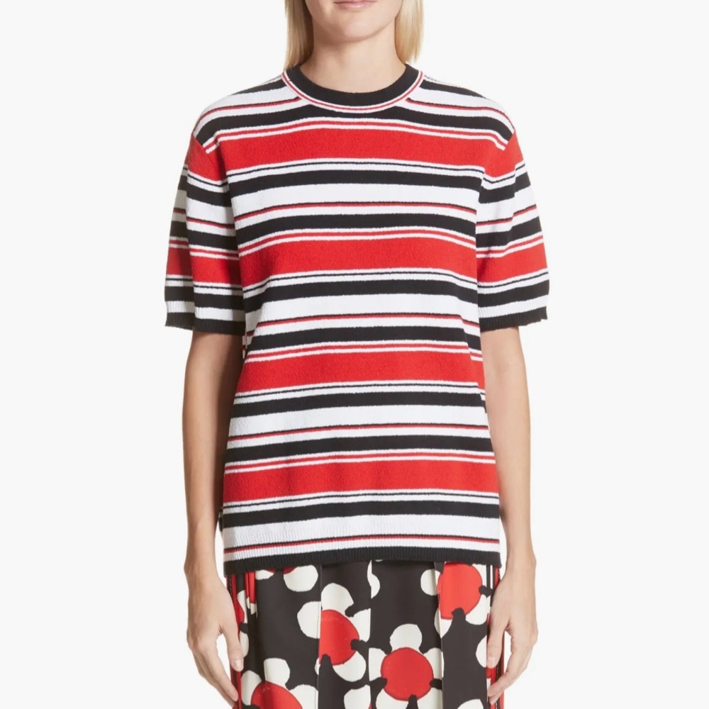 Marc Jacobs Stripe Crew Neck T Shirt Short Sleeve Sweater Top